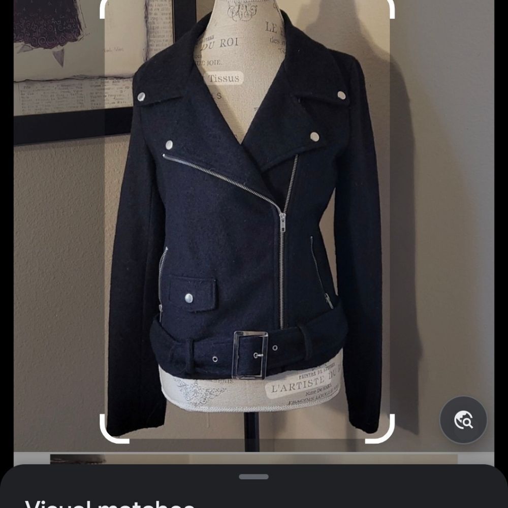 Black Mixed Wool Moto Jacket - Picture 15 of 15